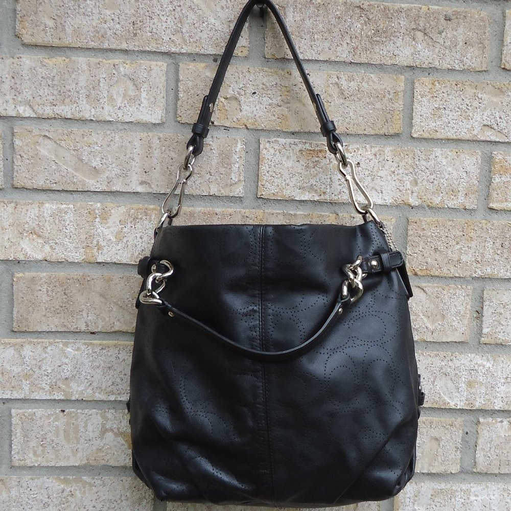 Coach Brooke perforated leather hobo bag.